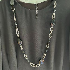 Black Agate and Beaded Rope Necklace